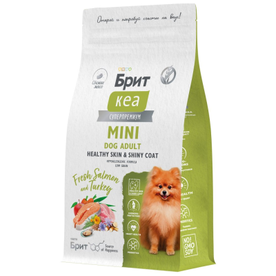 Сухой корм Брит Кеа MINI DOG ADULT.HEALTHY SKIN & SHINY COAT для собак с лососем и индейкой, 1,5 кг
