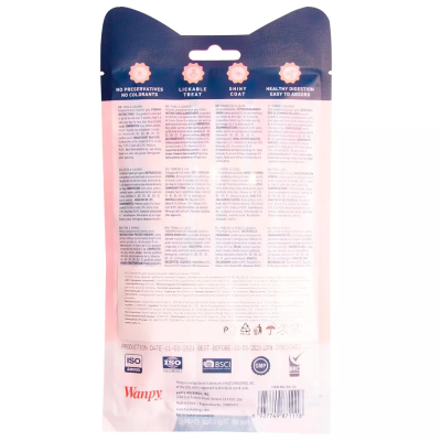 Лакомство для кошек Wanpy Cat  "нежное пюре" с лососем и тунцом в ложечке 10 шт х16 г 