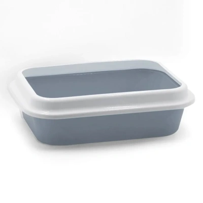 111514 Туалет LEADER для кошек с рамкой 46*34,5*14 см серый