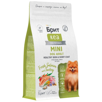 Сухой корм Брит Кеа MINI DOG ADULT.HEALTHY SKIN & SHINY COAT для собак с лососем и индейкой, 1,5 кг