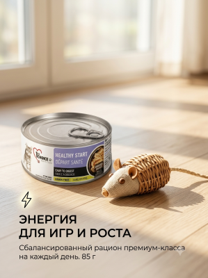 Влажный корм для котят Здоровый Старт, курица в масле тунца, 85гр. 1st CHOICE