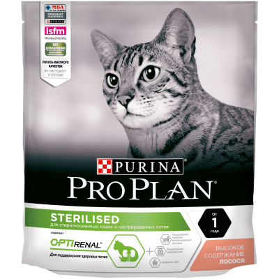 Purina PRO PLAN Sterilised Сухой корм для стерилизованных кошек с лососем, 400 г