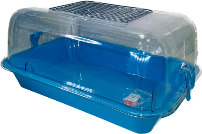 Клетка-террариум Зооэкспресс, для грызунов с метал. дверкой и компл., 42х30,5х22, большой, голубой