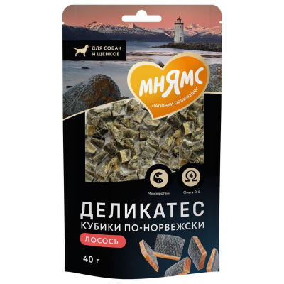 Лакомство для собак "Кубики по-норвежски" 40 г., Мнямс Деликатес