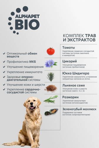 Сухой корм Альфа Пет для взрослых собак крупных пород с Говядиной и потрошками 12кг