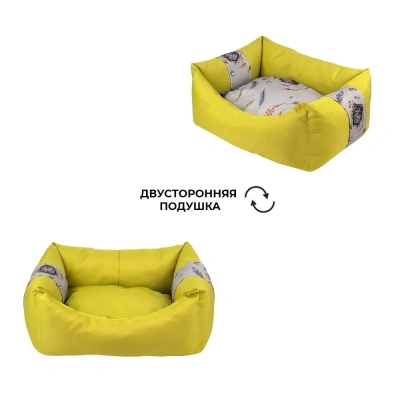 700112 Лежанка пухлик «Птицы» 43*32*21 см горчично-желтый