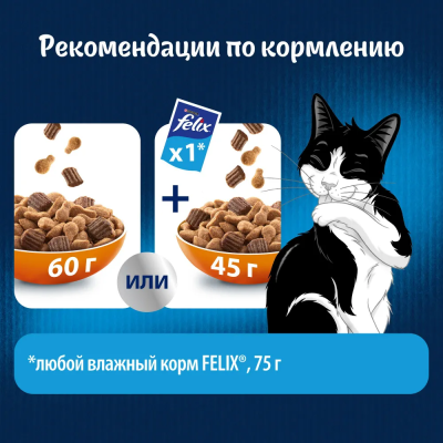 Сухой корм Felix® Двойная Вкуснятина® для взрослых кошек, с птицей, Пакет, 600г