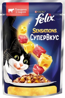 FELIX Sensations Супер Вкус Говядина с Сыром 26x75г
