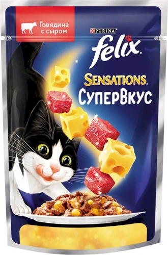 FELIX Sensations Супер Вкус Говядина с Сыром 26x75г