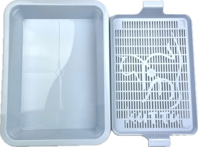 111102 Туалет КИТТИ для кошки с сеткой малый 32,5*23,5*5 см светло-голубой