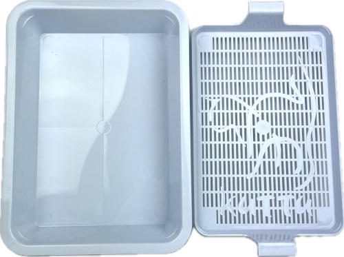 111102 Туалет КИТТИ для кошки с сеткой малый 32,5*23,5*5 см светло-голубой