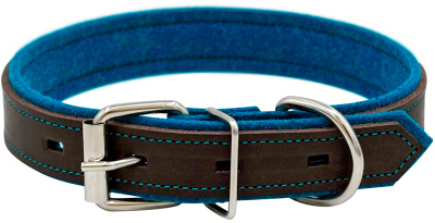 Ошейник 1411КБ SUOMI LINE 1сл 15 мм длина 25-32 см коричневый/бирюзовый фетр