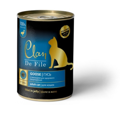 Влажный корм CLAN De File консервы для кошек, гусь, 340 г 