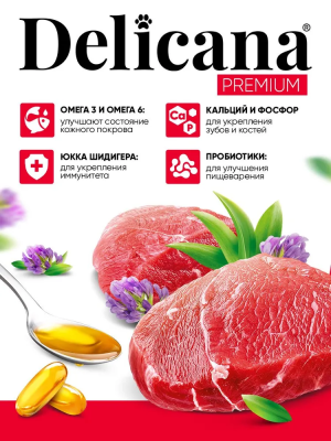 Сухой корм Delicana для собак мелких пород с говядиной 0,4 кг