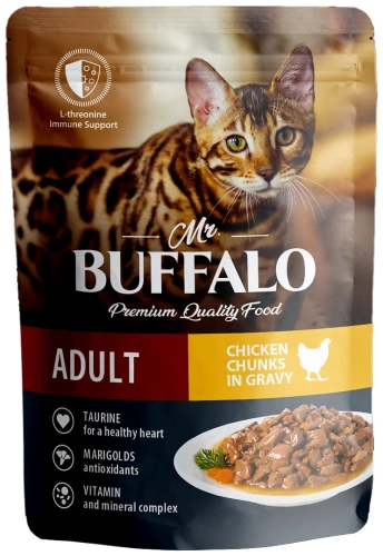 Влажный корм для кошек Mr.Buffalo Adult, цыпленок в соусе, 12 х 85 г