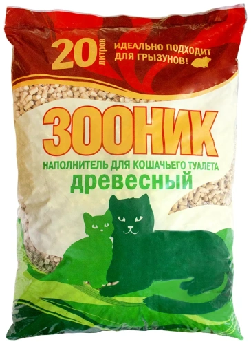 Древесный наполнитель для кошачьих туалетов Зооник, 20л
