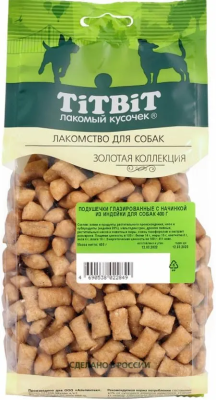 Лакомство для собак Титбит, Подушечки глазированные с начинкой из телятины, 100гр. Золотая коллекция