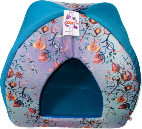 ЗООЭкспресс, Дом для животных вигвам "Дикие травы" 46х46х42 см бирюзовый, 721022