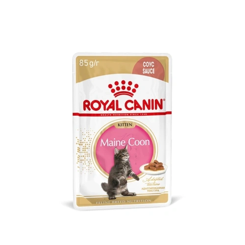 Влажный корм Royal Canin Maine Coon Kitten, корм для котят породы мейн-кун в соусе, 28*85 г