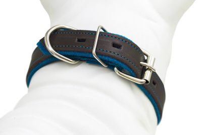 Ошейник 1411КБ SUOMI LINE 1сл 15 мм длина 25-32 см коричневый/бирюзовый фетр
