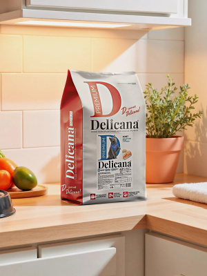 Сухой корм DELICANA  для стерилизованных кошек и кастрированных котов с лососем 8 кг