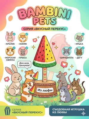 Игрушка Bambini Pets для грызунов "Мороженое фруктовый лед" из люфы