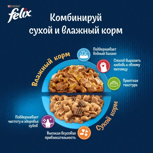 Влажный корм Felix Аппетитные Кусочки Форель 26x75г