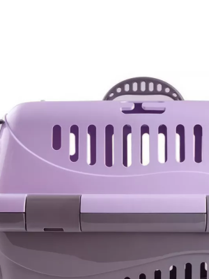 Переноска для животных "Турне" M с пласт.дверцей 48*32*32 см фиолетовая, 16212