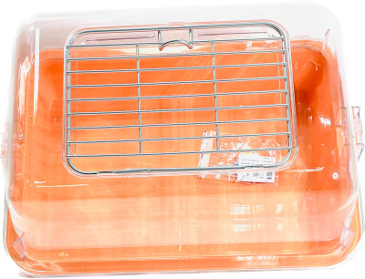 Клетка-террариум Зооэкспресс, для грызунов с метал. дверкой, 33х24х15, малый, оранжевый