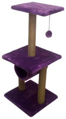 Игровой комплекс Зооэкспресс, этажерка с трубой, меховая, джут 40*40*100 см