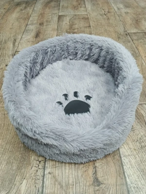 Лежак Моськи-Авоськи,круглый LISA с подушкой 40*40*16см мех, серый