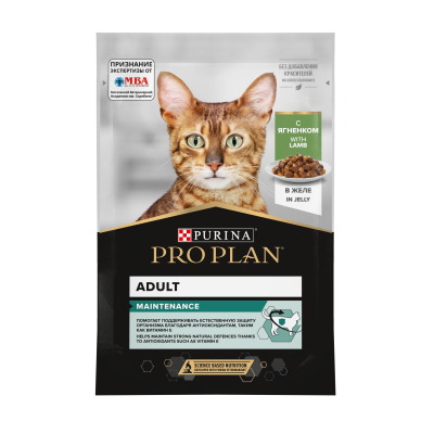 Влажный корм Purina Pro Plan Adult для взрослых кошек, ягненок в желе 26х85г
