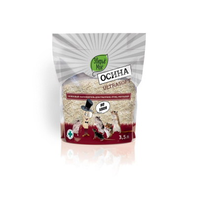 Зверьё моё Ultrasoft Наполнитель для грызунов, птиц, рептилий Осина 3,5л