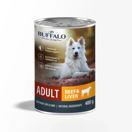 Влажный корм Mr.Buffalo взрослых для собак Говядина и печень 6*400г
