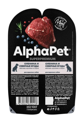 Влажный корм Alphapet Superpremium для взрослых собак оленина и северные ягоды 100 г