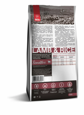 Сухой корм Blitz (Блиц) для собак мелких пород ягненок рис 0,5 кг