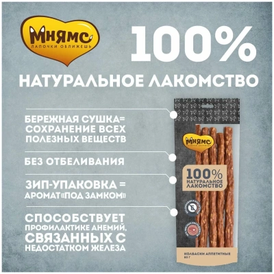 Лакомство для собак Мнямс колбаски аппетитные 80 гр