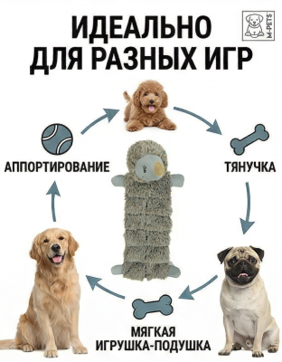 Мягкая игрушка MPets для собак Ёжик COSMO длинный, 43 см. 