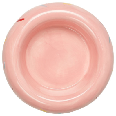 Миска Mr.Kranch Bamboo Пончик, керамическая, розовая на бамбуковой подставке 250 мл