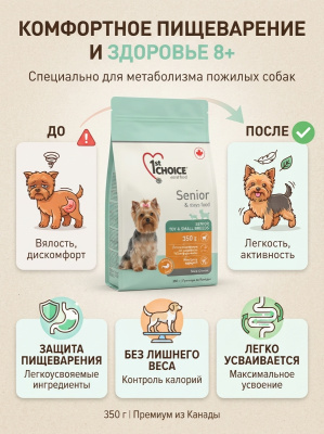 Сухой корм для собак миниатюрных и мелких пород, курица, 350гр, 1st CHOICE 