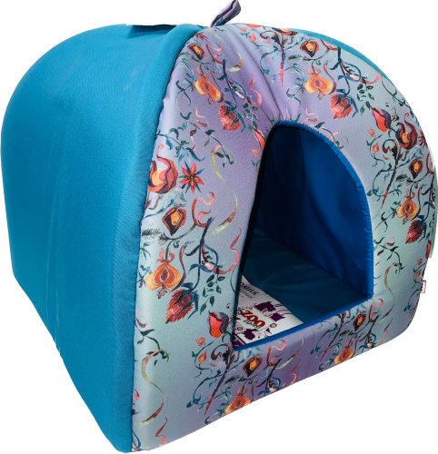 ЗООЭкспресс, Дом для животных вигвам "Дикие травы" 46х46х42 см бирюзовый, 721022