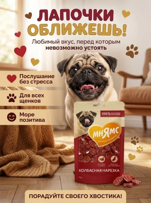 Лакомство Мнямс На каждый день для собак Колбасная нарезка 75 г 