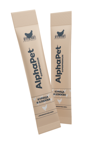 Крем-лакомство Alphapet Superpremium для кошек с курицей и клюквой 4х12 г.