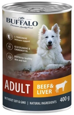 Влажный корм Mr.Buffalo взрослых для собак Говядина и печень 6*400г