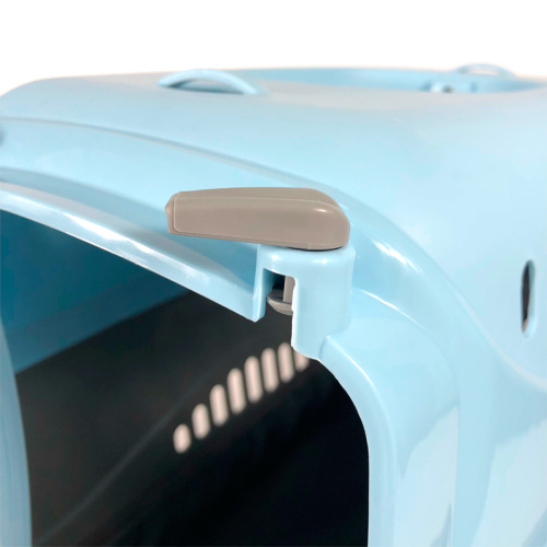 Зооэкспресс, Переноска для животных "Турне" S с прозр.пласт. дверцей (коврик + ремень) голубая