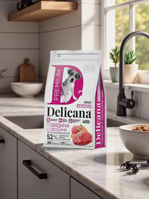 Сухой корм Delicana для собак мелких пород с говядиной и овощами 0,4 кг