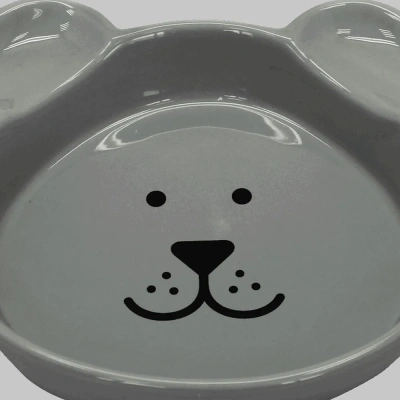 Миска керамическая "мордочка собачки" круглая, серая 18*16,5*3,7см*420мл