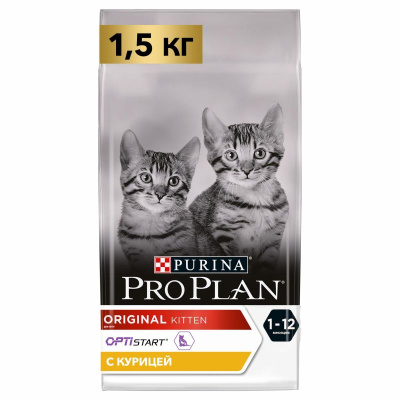 Purina PRO PLAN Original Kitten Сухой корм для котят, курица, 1,5 кг
