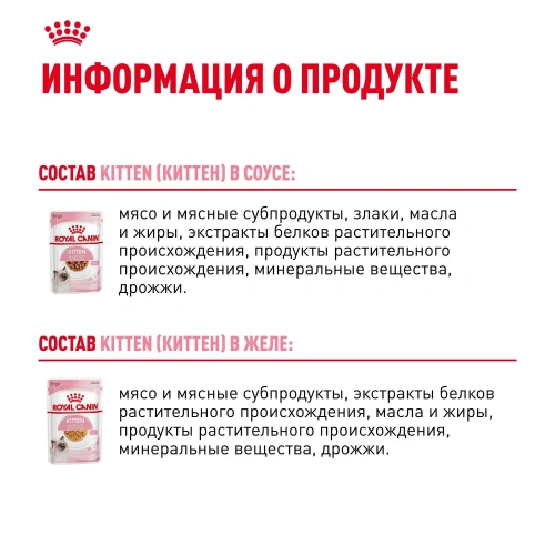 Влажный корм Royal Canin для котят ( 5 в соусе 5 в желе) 10*85г