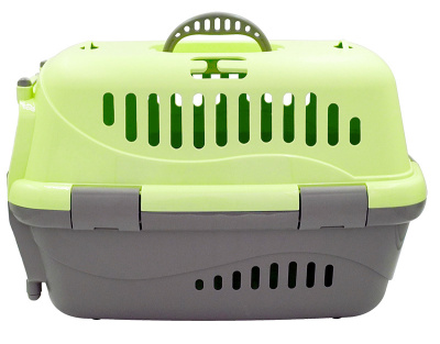 Переноска для животных "Турне" M спрозрачной пластиковой дверцей 48*32*32 см зеленая